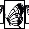 mariposas SSDECO.es | Cuadro Decorativo Tríptico de Mariposas - Set de 3 Piezas en Madera Negra (40x110 cm) - Arte Moderno y Elegante para Sala, Dormitorio y Oficina